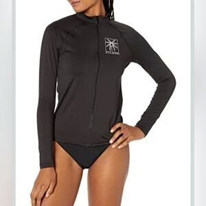 Billabong Black Zip-Up Long Sleeve Rash Guard